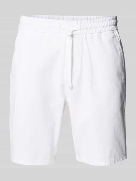 Szorty z mieszanki bawełny i lnu model ‘LINUS’ Only & Sons białe