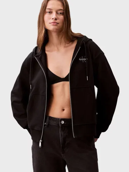 Махрова толстовка Calvin Klein Jeans чорна
