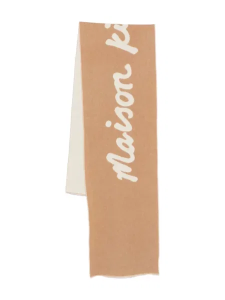 Žakárový šál Maison Kitsuné hnědý