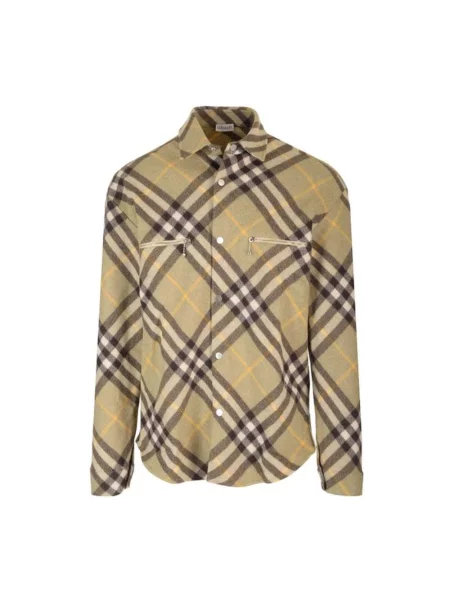 Koszula Burberry wełniana w kratę beżowa