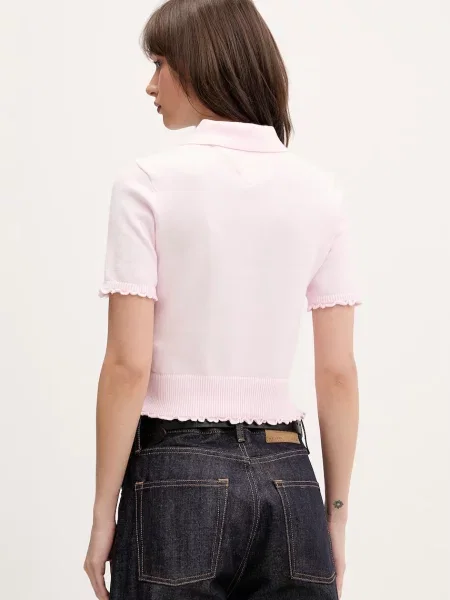 Tommy Jeans polo swetrowe różowa