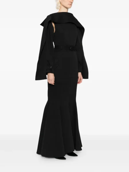 Dugo odgovarati maksi haljina Rokh sa dugačkim rukavima crna