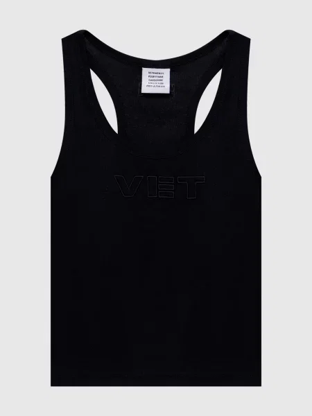 Топ в рубчик з вишивкою Vet Vetements чорний
