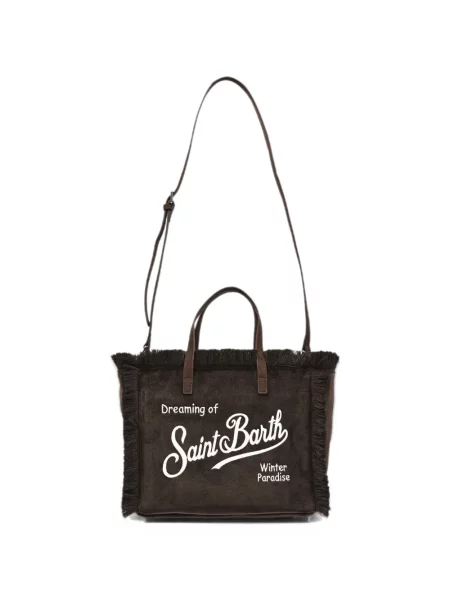 Τσάντα shopper Mc2 Saint Barth με κέντημα καφέ