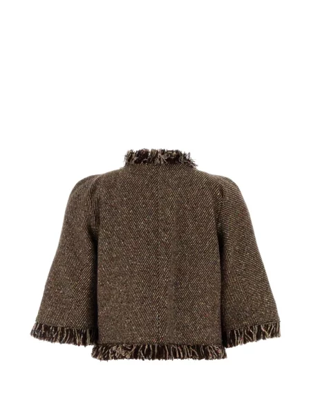 Яке Sacai с ресни от туид кафяво