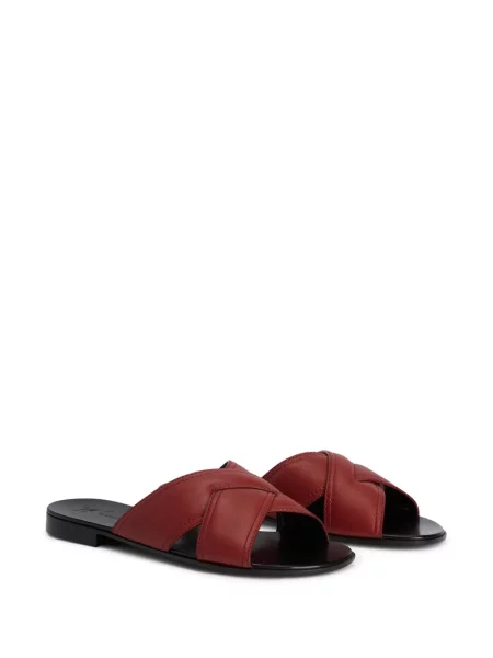 Papuci Giuseppe Zanotti din piele fără toc roșu