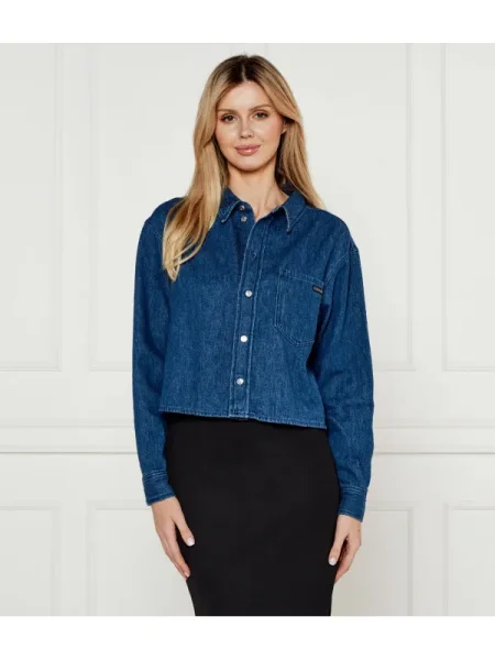 Calvin Klein Jeans De blugi cămașă | Cropped Fit | cu adaos de in