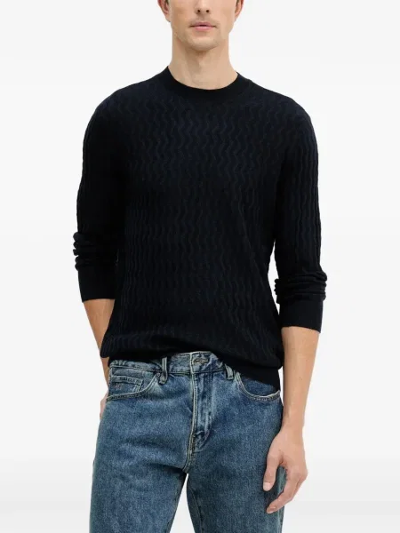 Pulover Armani Exchange cu decolteu în U albastru