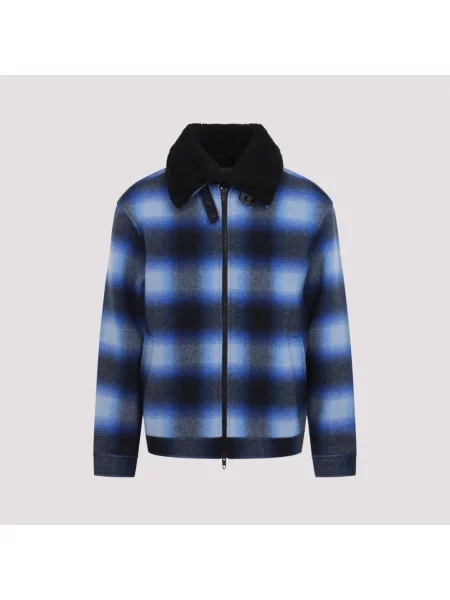 Kurtka bomber Balenciaga flanelowy niebieski