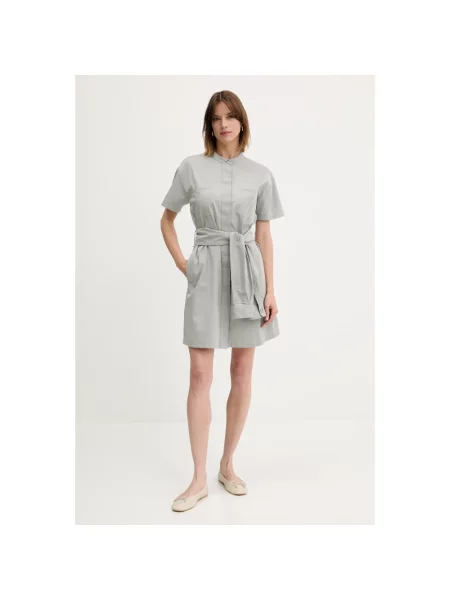Sukienka koszulowa Emporio Armani z kołnierzem szara