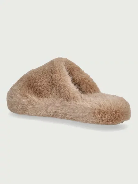 Scholl kapcie o pluszowym wykończeniu FLUFFY MULE beżowe