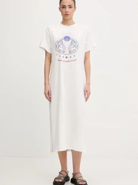 Hurley sukienka z bawełną ISLAND beżowa