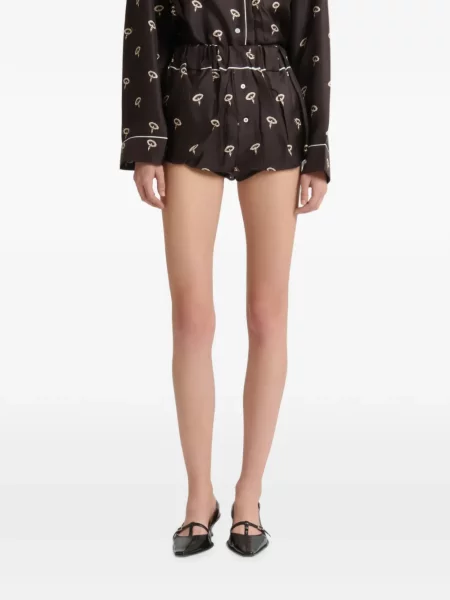 Pantaloni scurți Marni de mătase cu model floral cu imagine maro