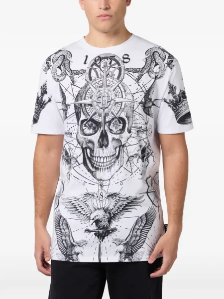 Tricou Philipp Plein cu imagine alb
