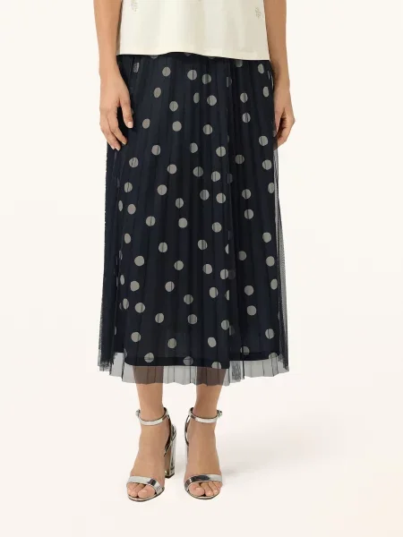 Lekko rozkloszowana spódnica midi w grochy S.oliver Black Label czarna