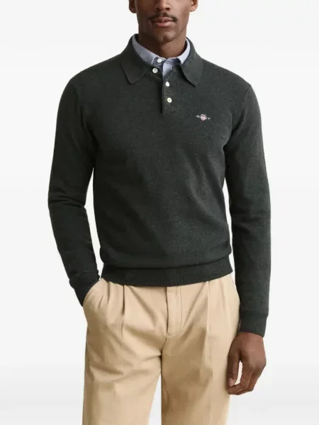 Lung tricou polo Gant gri