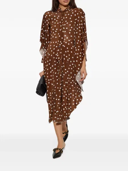 Rochie Vetements cu buline asimetrică maro