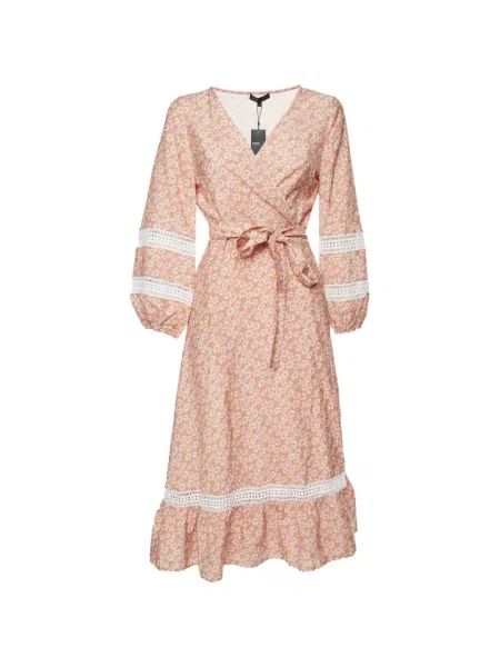 Rochie midi Maje cu model floral cu imagine roz