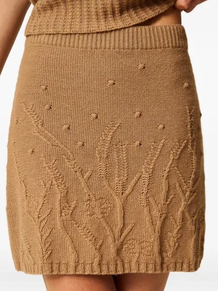 Fusta mini Twinset cu model floral tricotate maro