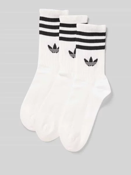 Skarpety Adidas Originals w paski z nadrukiem białe