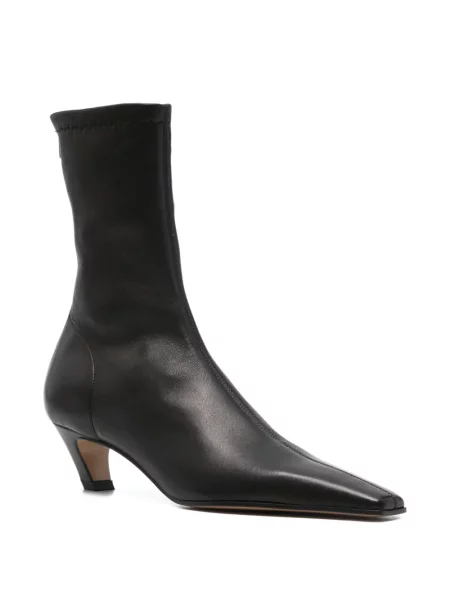 Botine Khaite cu vârf pătrat negru