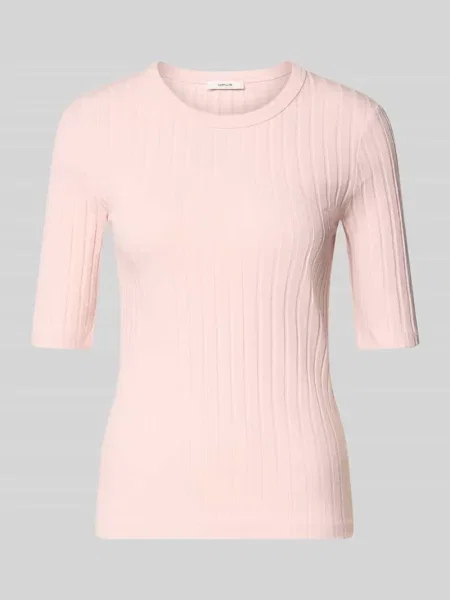 T-shirt w efekt prążkowania model Savka' Opus różowa