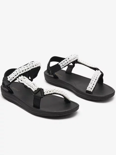 Sandale Resti cu perle negru