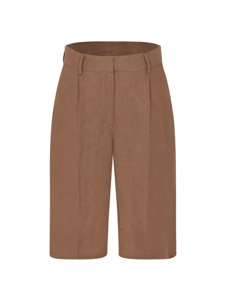 Lniane bermudy Bugatti beżowe