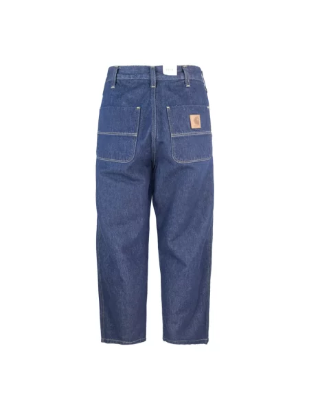 Szerokie jeansy Carhartt Wip z logo niebieskie