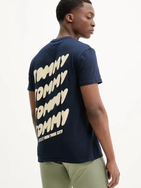 Tričko Tommy Jeans tmavomodrá s potiskem