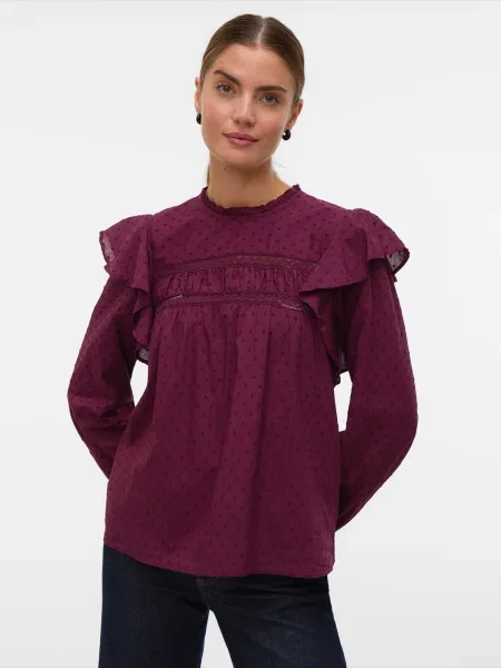 VERO MODA Blúzka VMTRINE vínovo červená