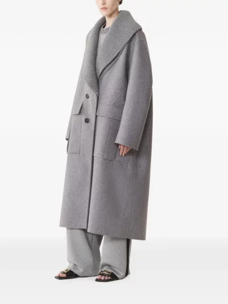 Двуредно с яка палто Lanvin сиво