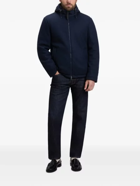 Geacă Woolrich cu glugă albastru