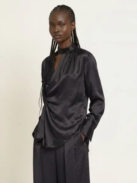 Allsaints Košilová Halenka Zellie S Hedvábím černá