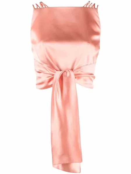 Top Alberta Ferretti din satin cu legături roz