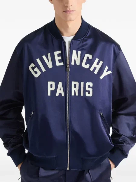 Geacă bomber Givenchy cu broderie din satin albastru