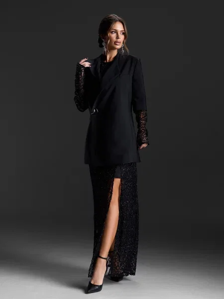 Жакет ISSA Plus комбінований верх чорний