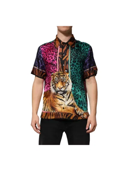 Jedwabna koszula Dolce And Gabbana w tygrysie prążki