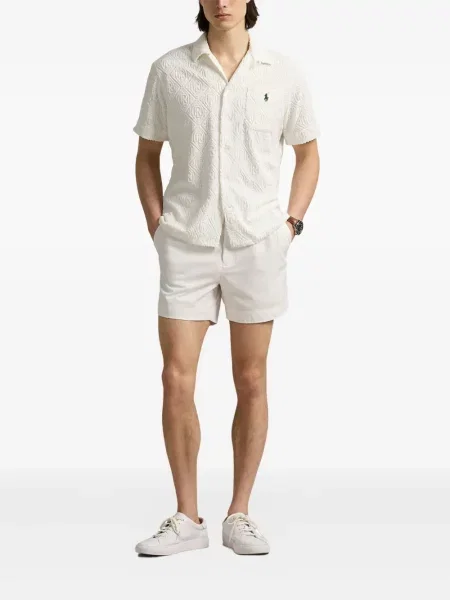 Tricou Polo Ralph Lauren din piele cu broderie în carouri maro