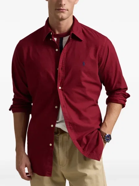 Tricou polo Polo Ralph Lauren cu glugă cu blană cu broderie roșu