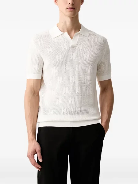 Gulerat tricou polo Karl Lagerfeld tricotate alb