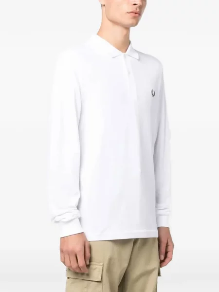 Поло тениска Fred Perry бродирана бяло