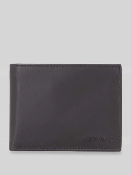 Portfel ze skóry bydlęcej nappa z przegródką na monety Valentino Bags czarny