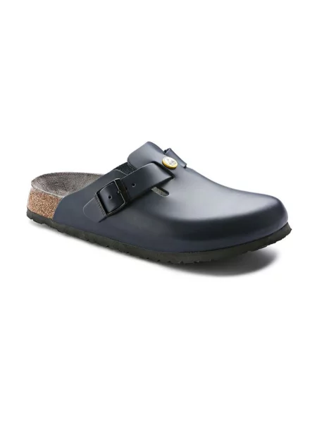 Birkenstock Boston ESD Natural Leather Narrow Fit Kobiety Sandały Birkenstock Size: niebieski
