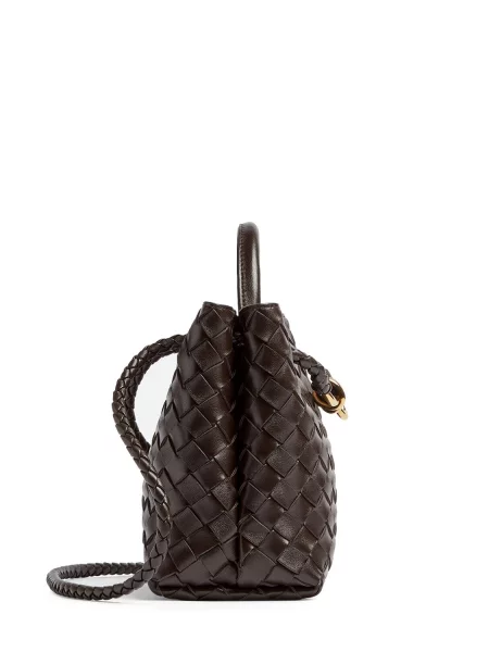 Kožená kožená taška Bottega Veneta Handle hnedá