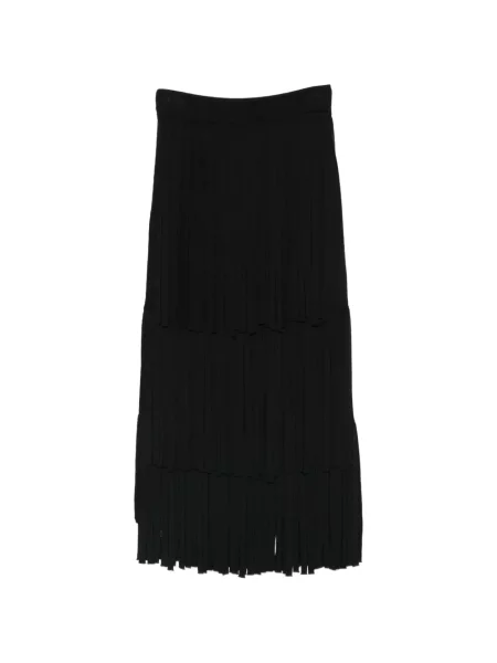 Fustă midi Tela cu franjuri negru