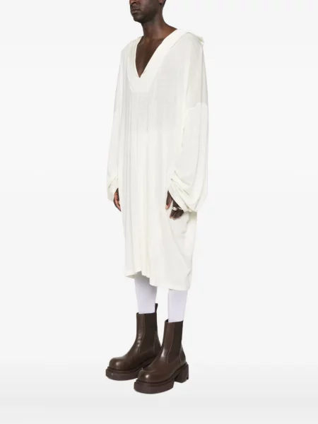 Tricou Rick Owens drapate lung alb