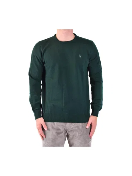 Lniany sweter Polo Ralph Lauren z okrągłym dekoltem zielony