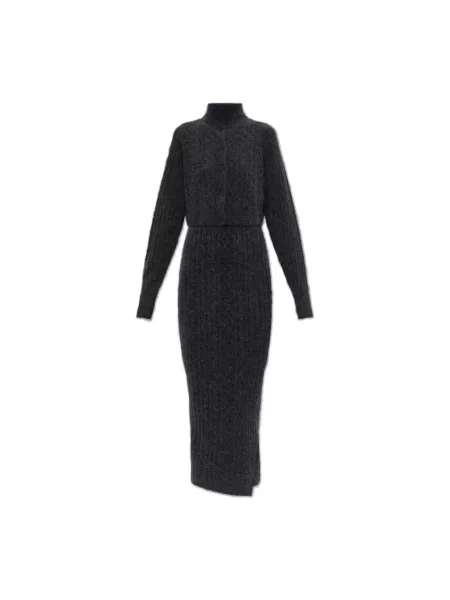 Sukienka maxi Allsaints wełniana szara