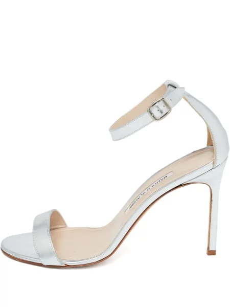 Sandale Manolo Blahnik din piele argintiu